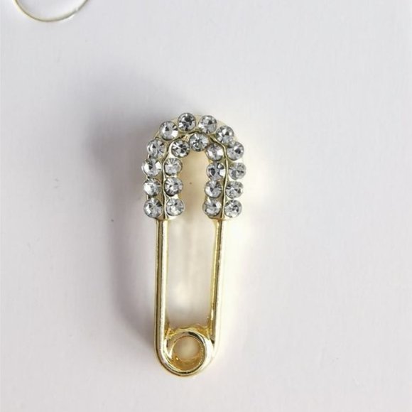 Brand New 14K Gold Plated Safety Pin Style Earrings For Women - Picture 3 of 7